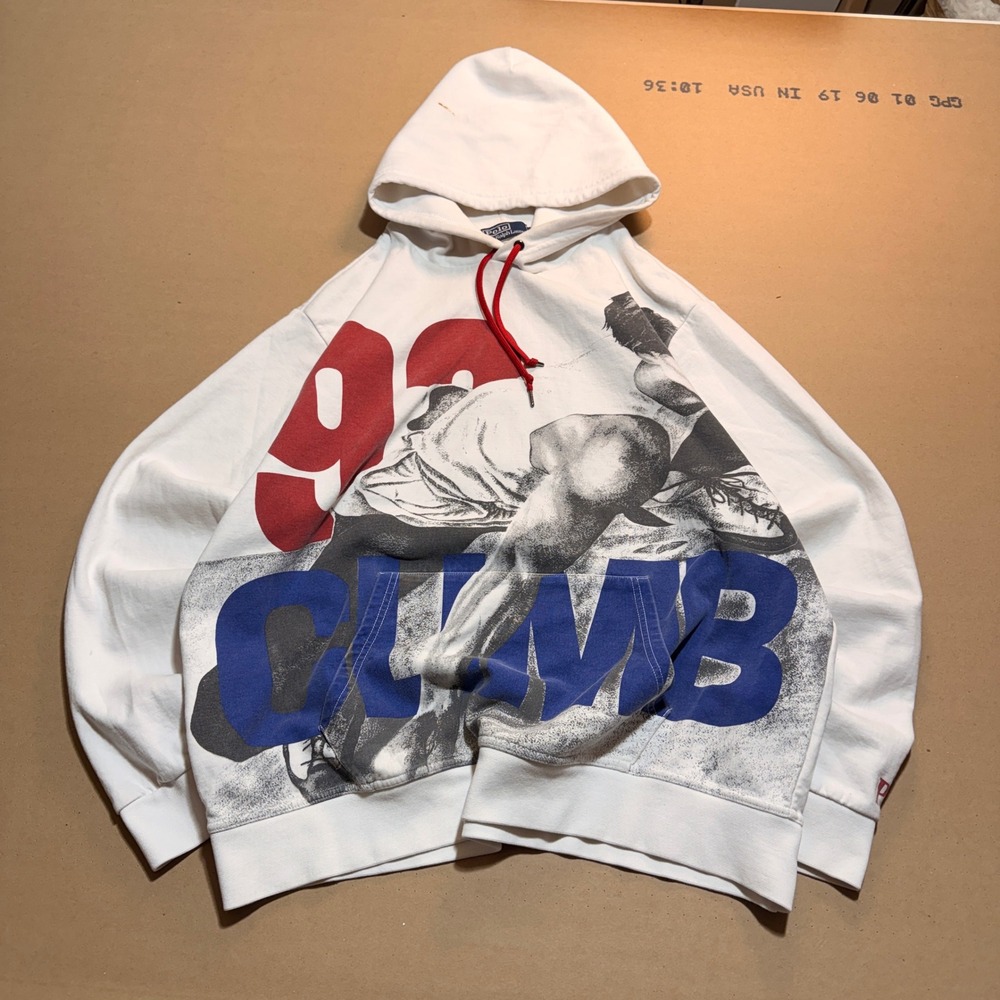 Polo Ralph Lauren Hoodie XL White Good 92 Climb Graphic Pullover
